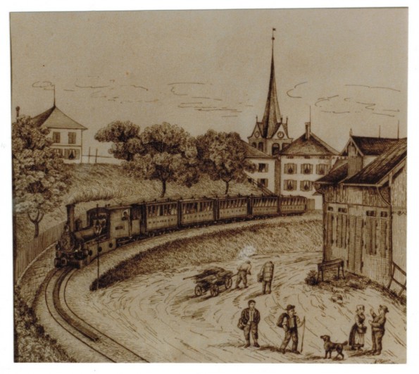 appenzeller strassenbahn teufen um 1900 zeichnung