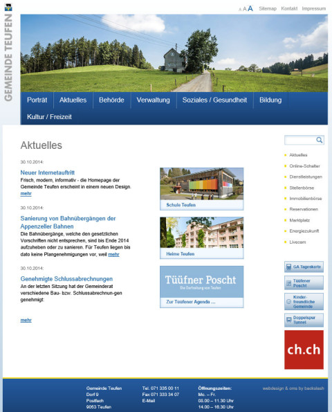 Gemeinde Teufen neue homepage