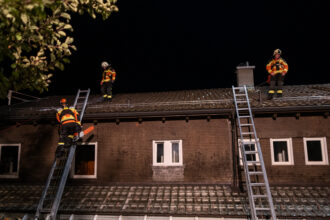 Die ersten machen sich auf den Weg nach oben. Ausgerüstet mit Motorsäge, Sicherheitskleidung (Schnitthose) und Spezialhelm.