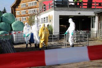 Arbeiten auf dem Schadenplatz in Schutzbekleidung.